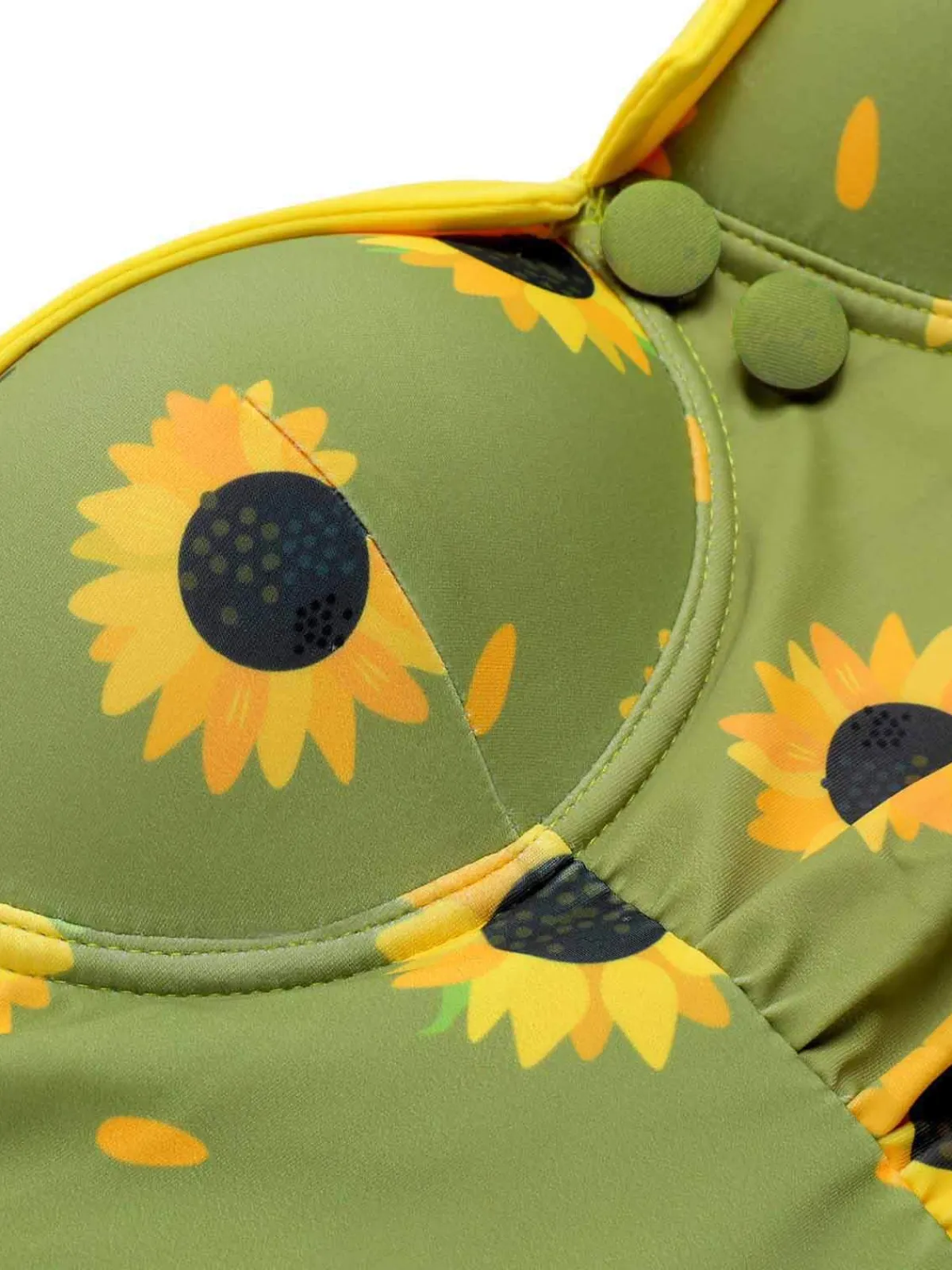 Clearance Retro Stage 1930s Sunflowers Halter Swimsuit Green
