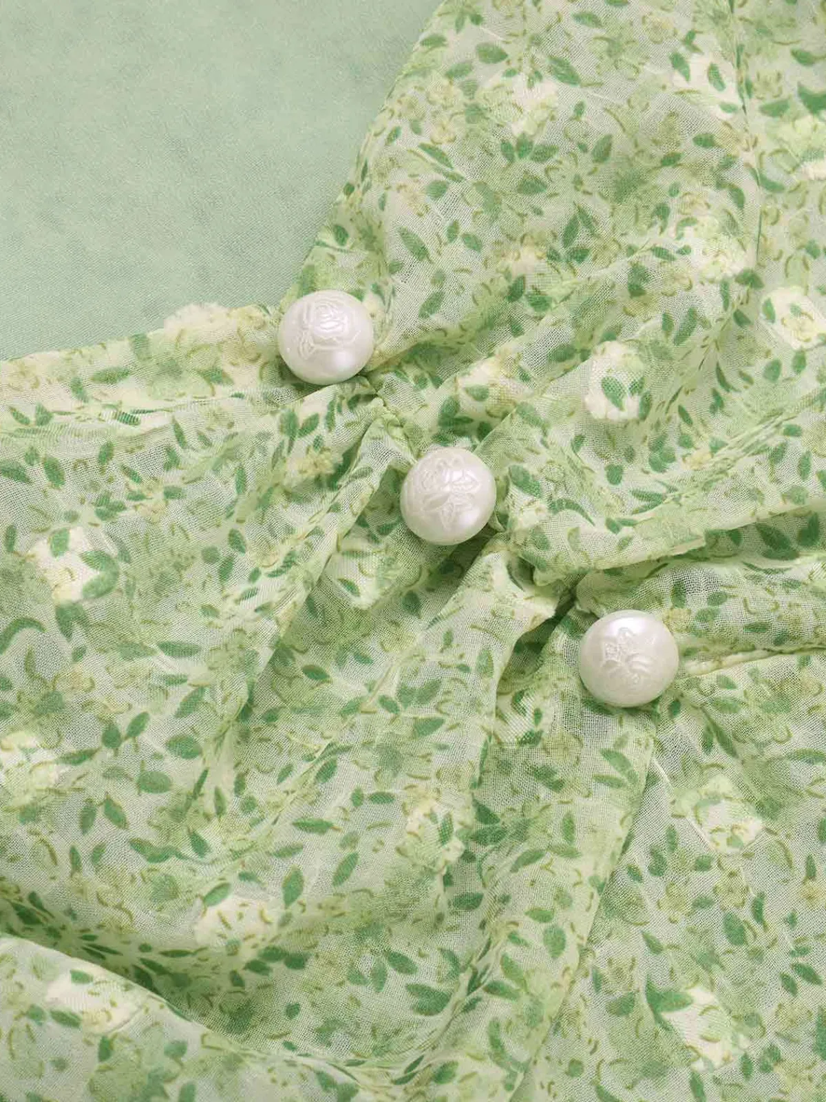 New Retro Stage Green 1940s Sweetheart Ditsy Floral Dress Light Green