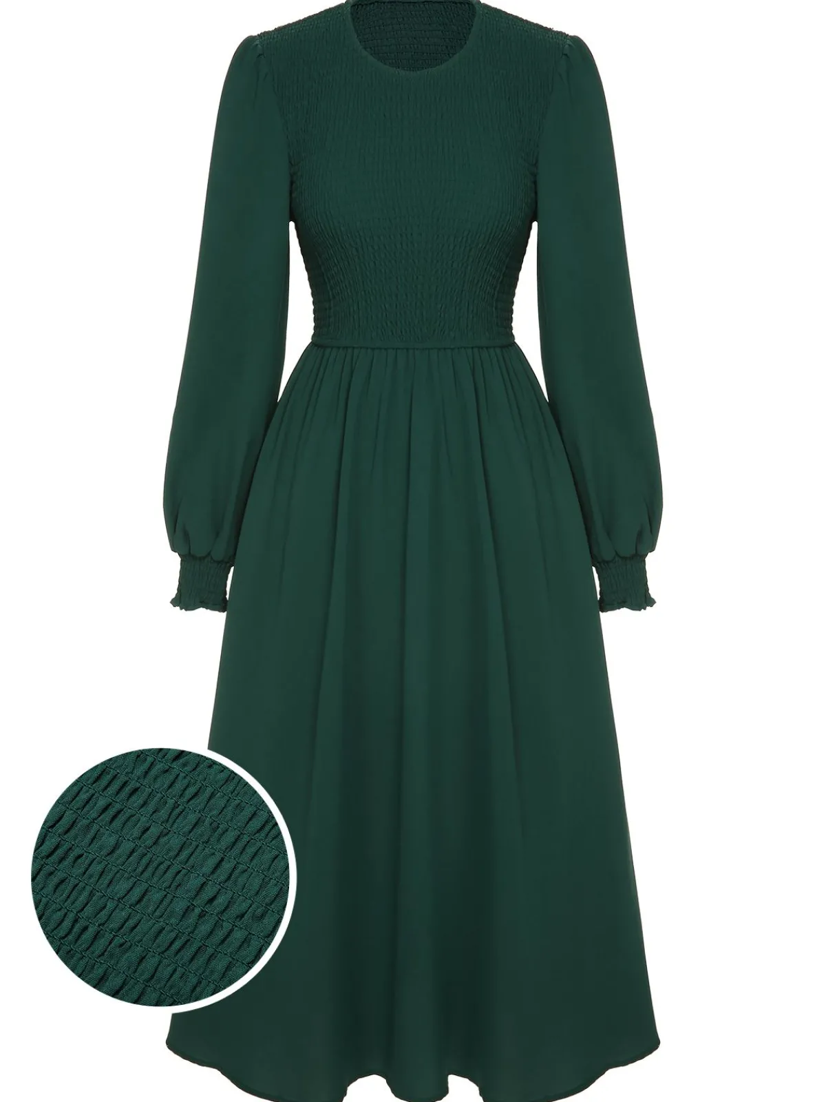 New Retro Stage 1940s Top Elastic Regular Sleeve Dress Green
