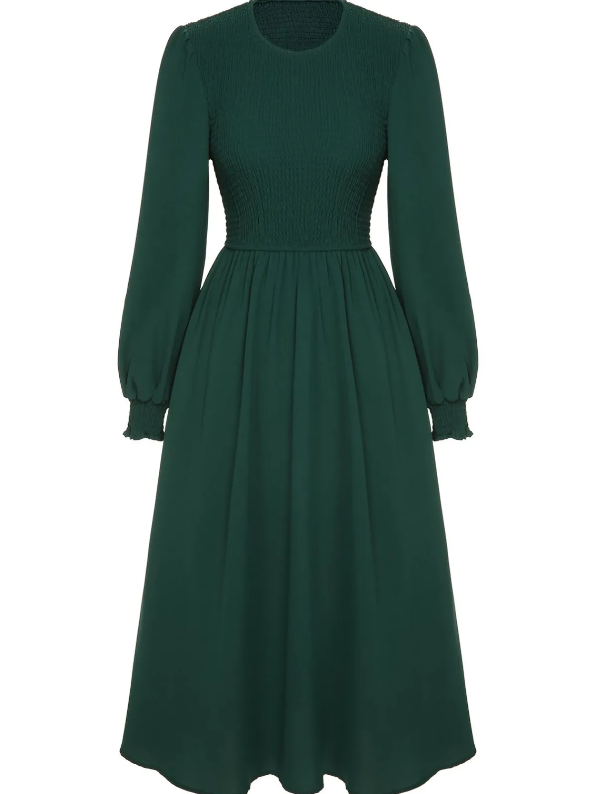 New Retro Stage 1940s Top Elastic Regular Sleeve Dress Green