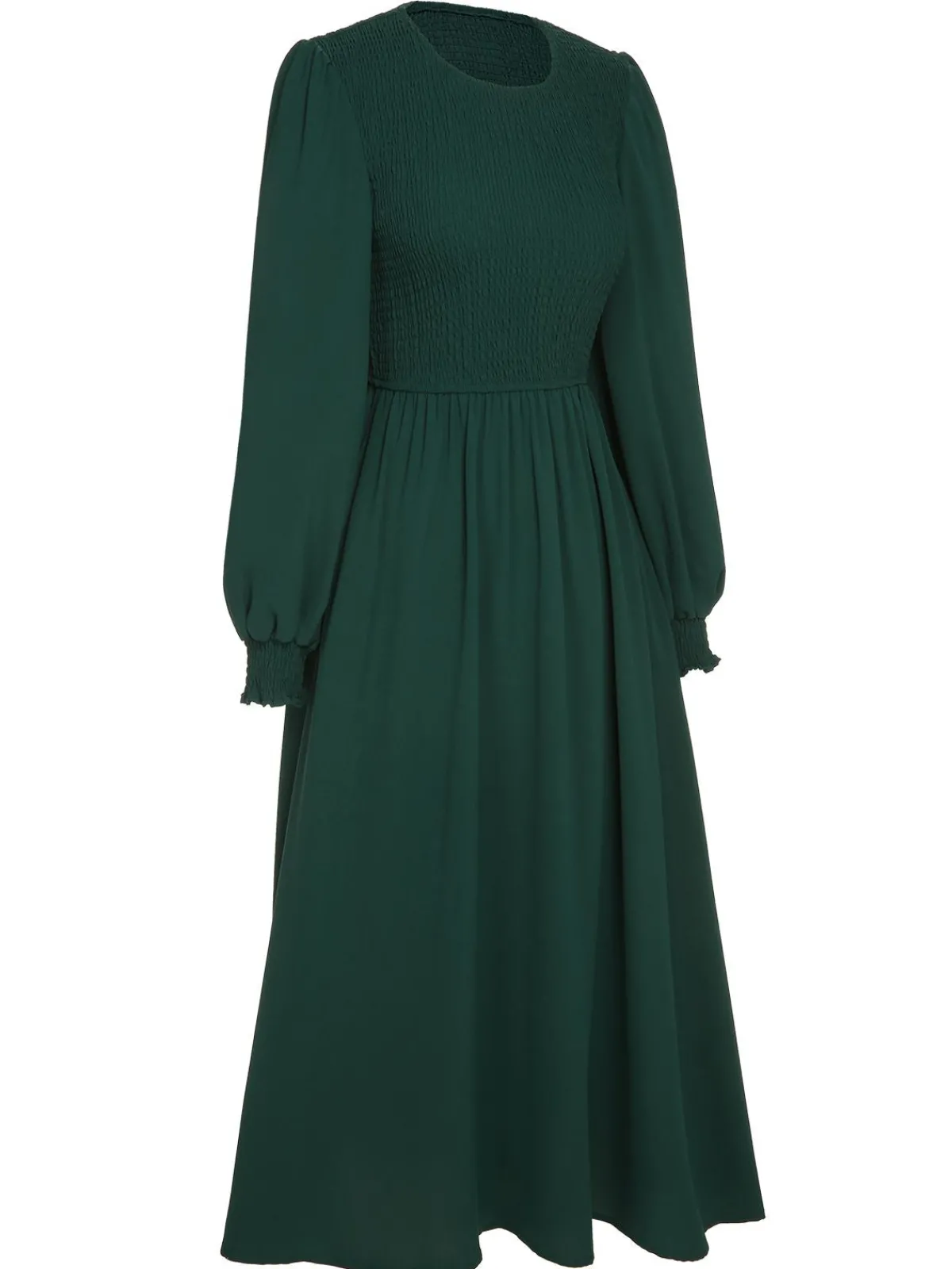 New Retro Stage 1940s Top Elastic Regular Sleeve Dress Green