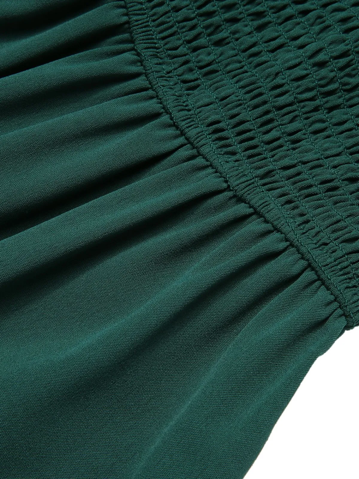 New Retro Stage 1940s Top Elastic Regular Sleeve Dress Green