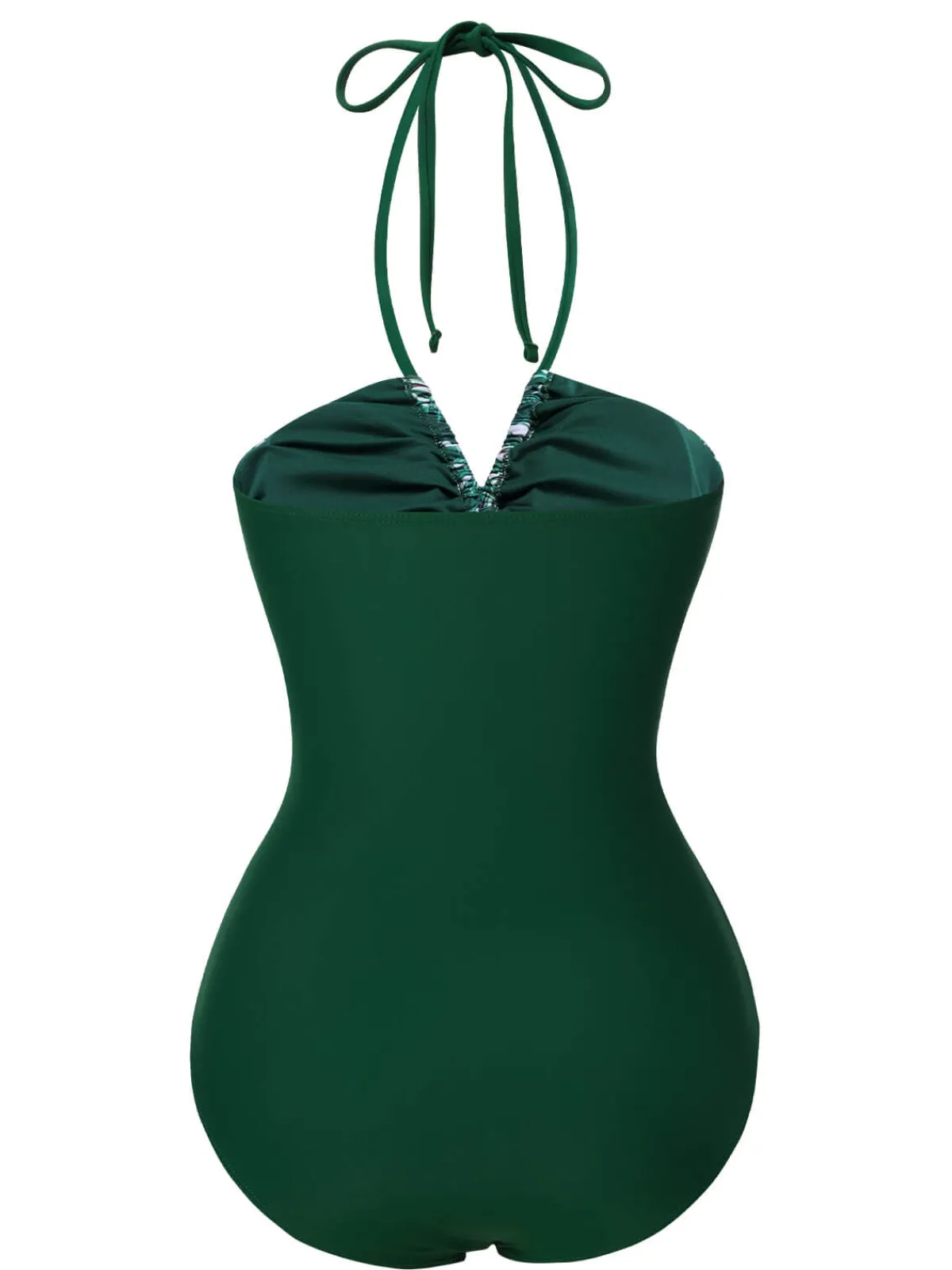 New Retro Stage 1940s Tropical Hollow Out One-Piece Swimsuit Green