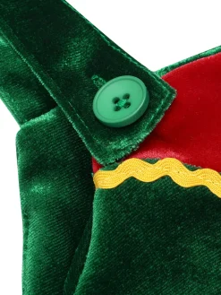 Clearance Retro Stage 1940s Velvet Button-Embellished Jumpsuit Green