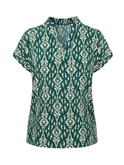 Fashion Retro Stage 1940s Vintage All-Over Print Blouse Green