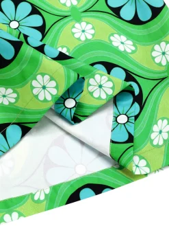 Sale Retro Stage 1960s Vintage Floral Belted Mini Skirt Green