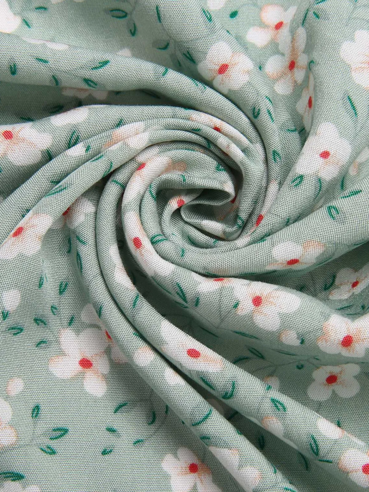 Best Retro Stage 1940s V-Neck Ditsy Floral Irregular Hem Dress Green