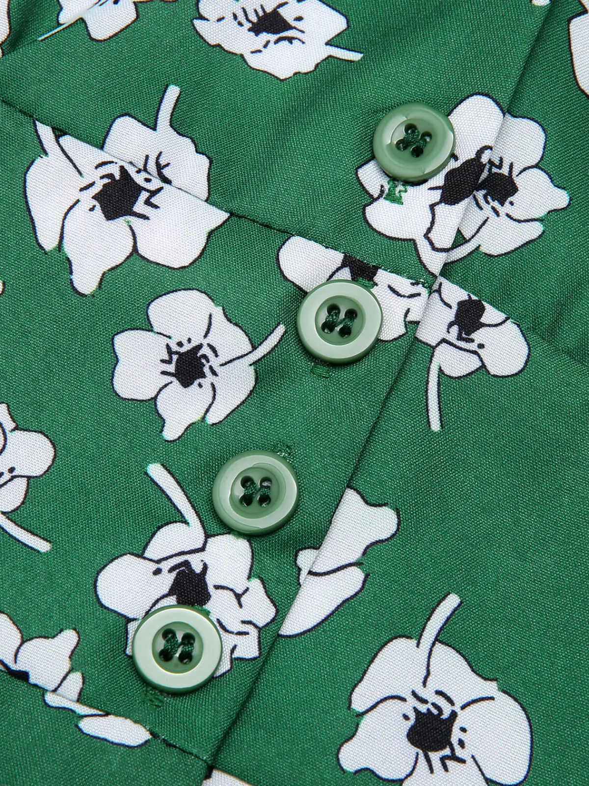 Clearance Retro Stage 1940s V-Neck Floral Dress Green
