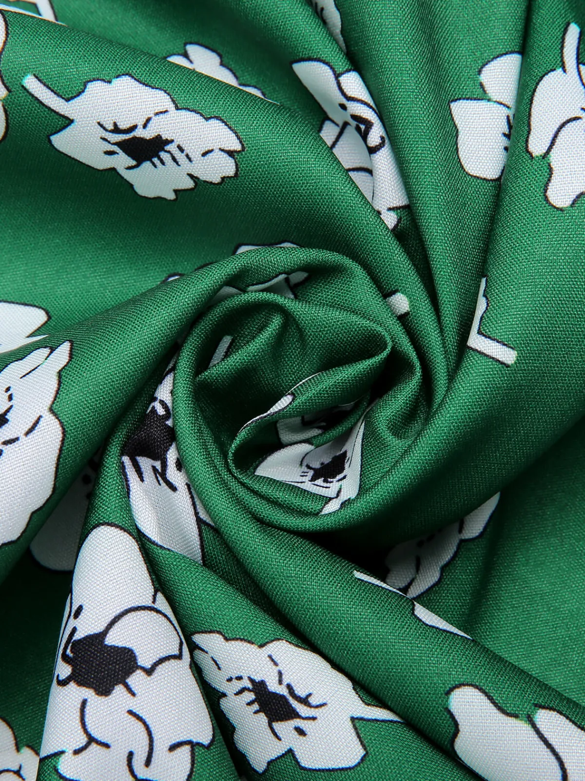 Clearance Retro Stage 1940s V-Neck Floral Dress Green