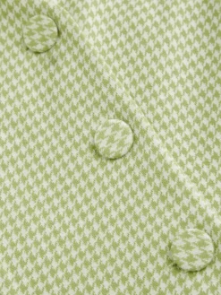 Outlet Retro Stage Green 1960s V-Neck Houndstooth Sleeveless Dress Light Green