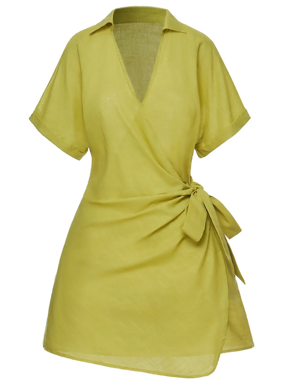 Discount Retro Stage 1940s V-Neck Lapel Waist Tie Romper Green