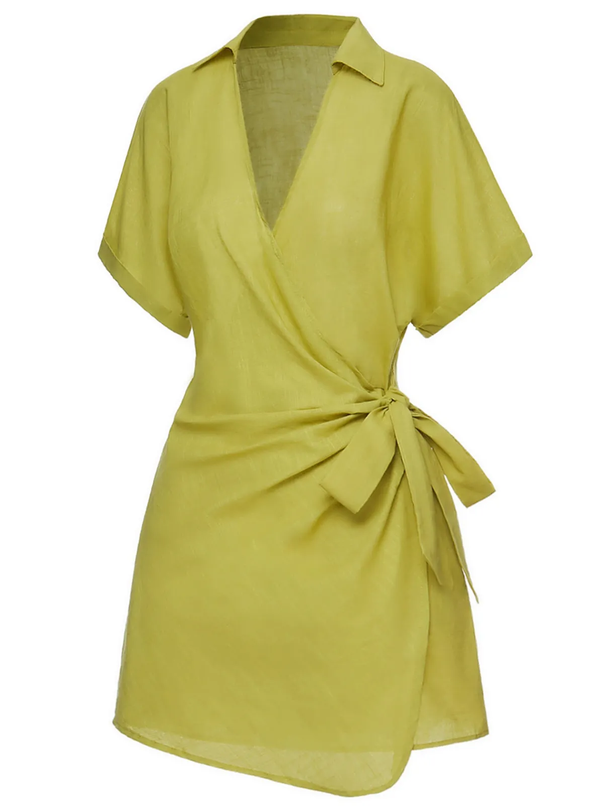 Discount Retro Stage 1940s V-Neck Lapel Waist Tie Romper Green