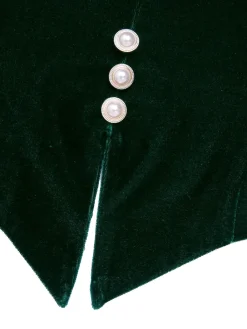 Hot Retro Stage 1960s V-Neck Short Velvet Coat Green