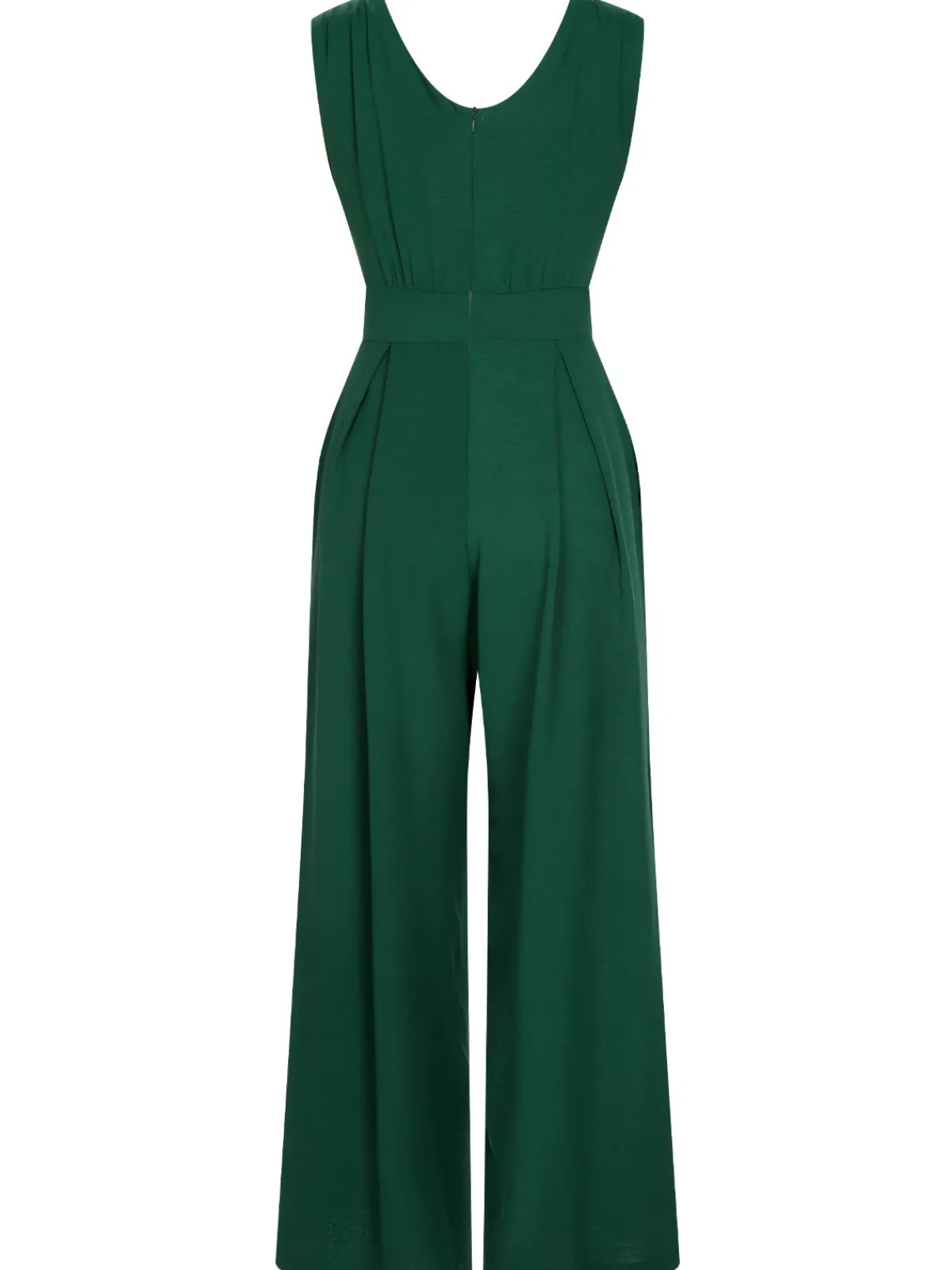 New Retro Stage 1930s V-Neck Sleeveless Jumpsuit Green