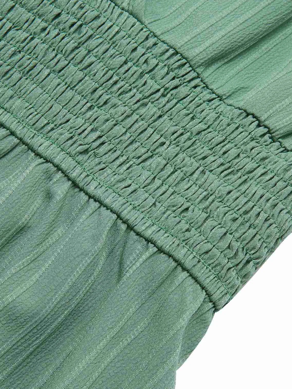 Online Retro Stage 1950s V-Neck Smocked Cap Sleeves Romper Green