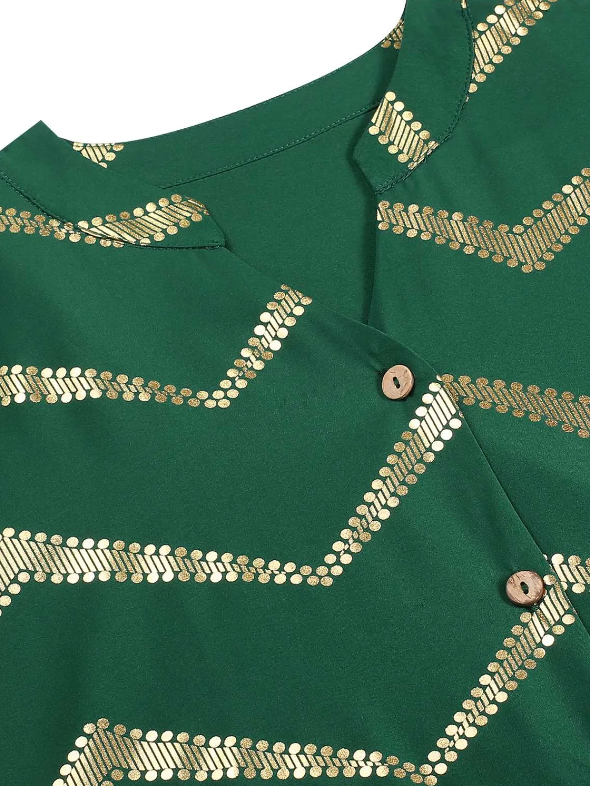 Clearance Retro Stage 1970s V-Neck Stripes Flare Sleeve Dress Green