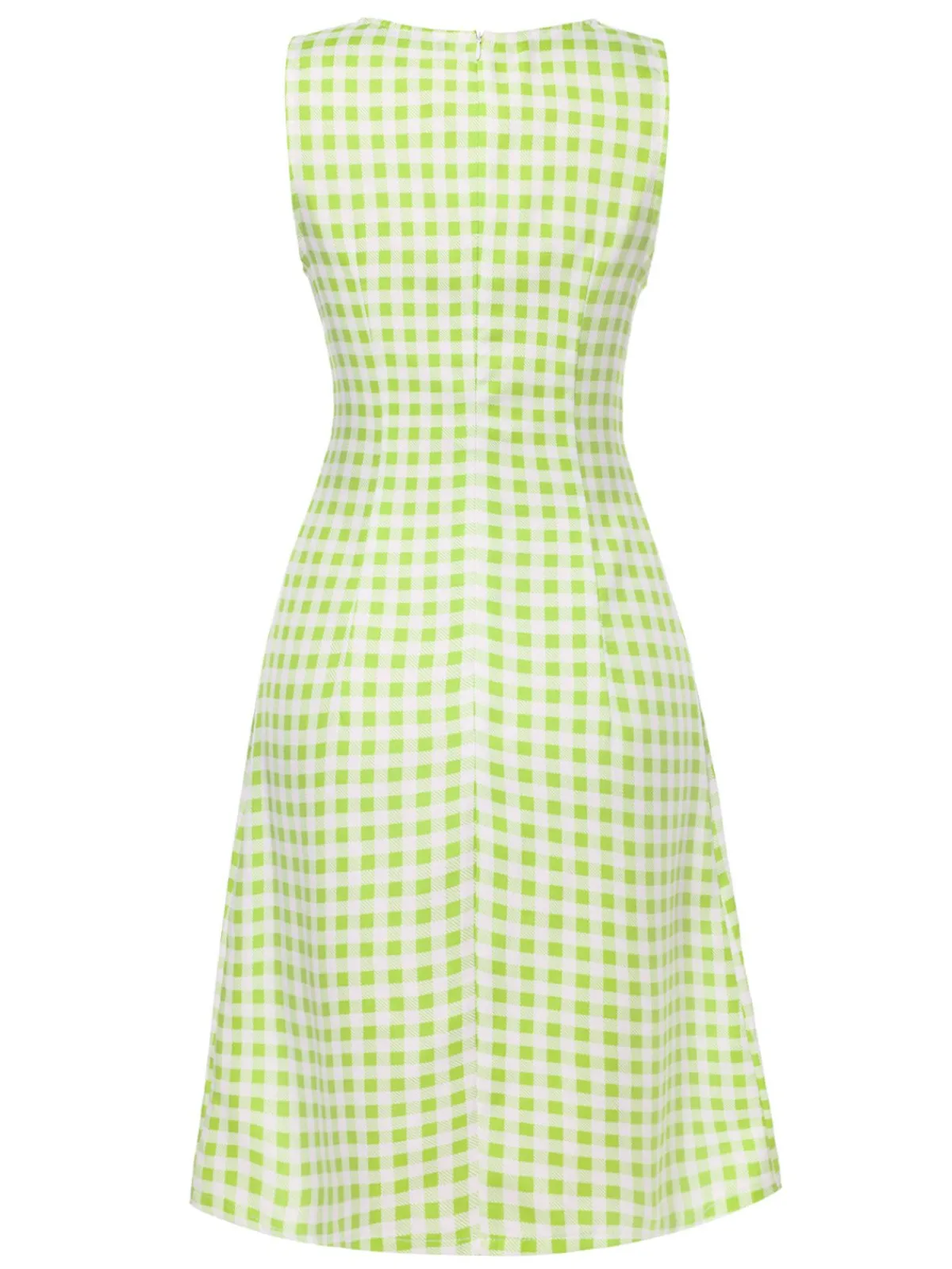 Best Retro Stage 1960s Waist Tie Gingham Mod Dress Green