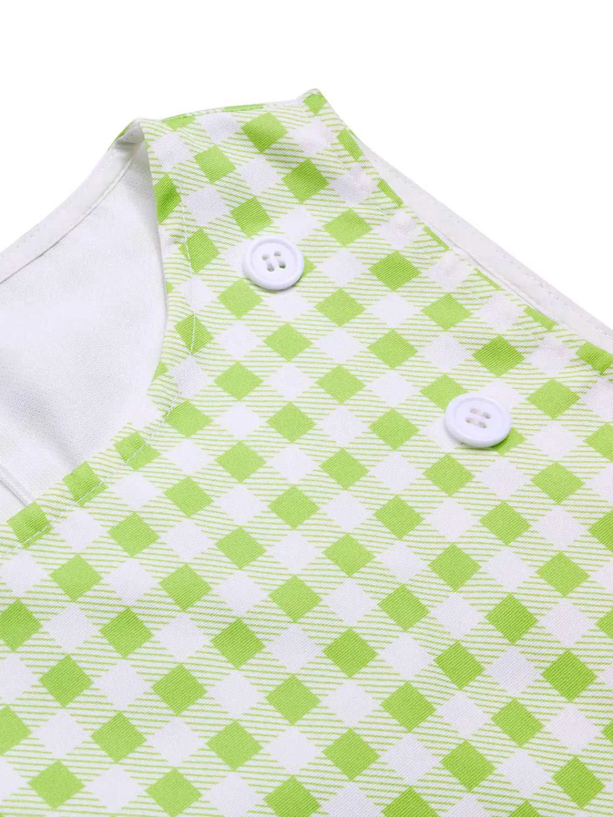 Best Retro Stage 1960s Waist Tie Gingham Mod Dress Green