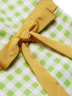 Best Retro Stage 1960s Waist Tie Gingham Mod Dress Green