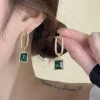 Clearance Retro Stage Green Vintage Geometric Cutout Earrings