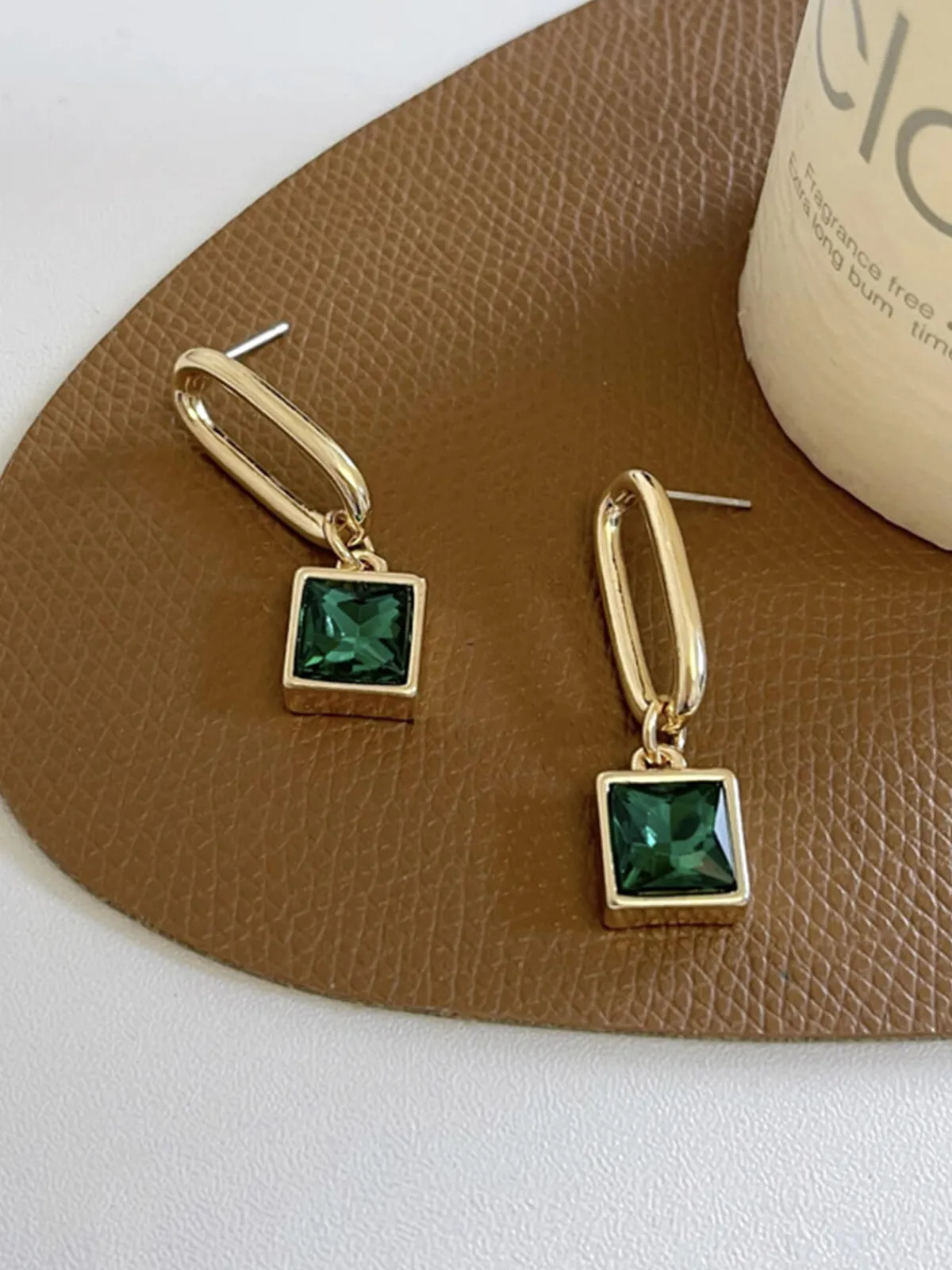 Clearance Retro Stage Green Vintage Geometric Cutout Earrings