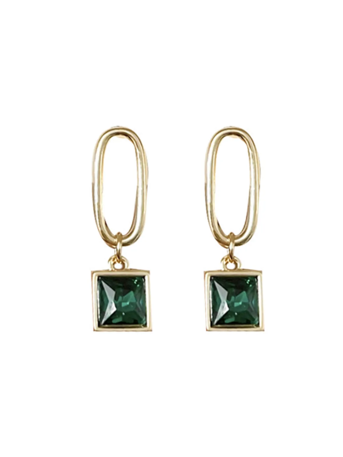 Clearance Retro Stage Green Vintage Geometric Cutout Earrings