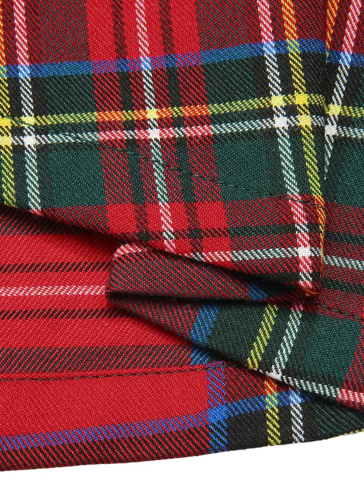 Discount Retro Stage 1950s Square Neck Plaids Long Sleeve Dress Green&Red