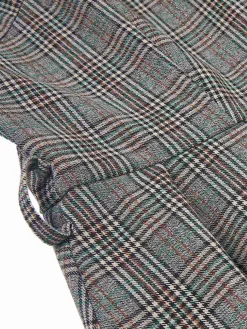 Online Retro Stage 1940s Deep V-Neck Glen Plaid Dress Grey