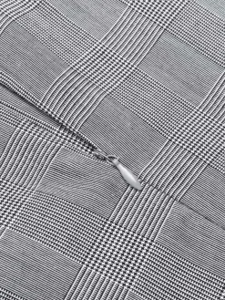 Fashion Retro Stage 1950s Plaid V-Neck Belted Dress Grey