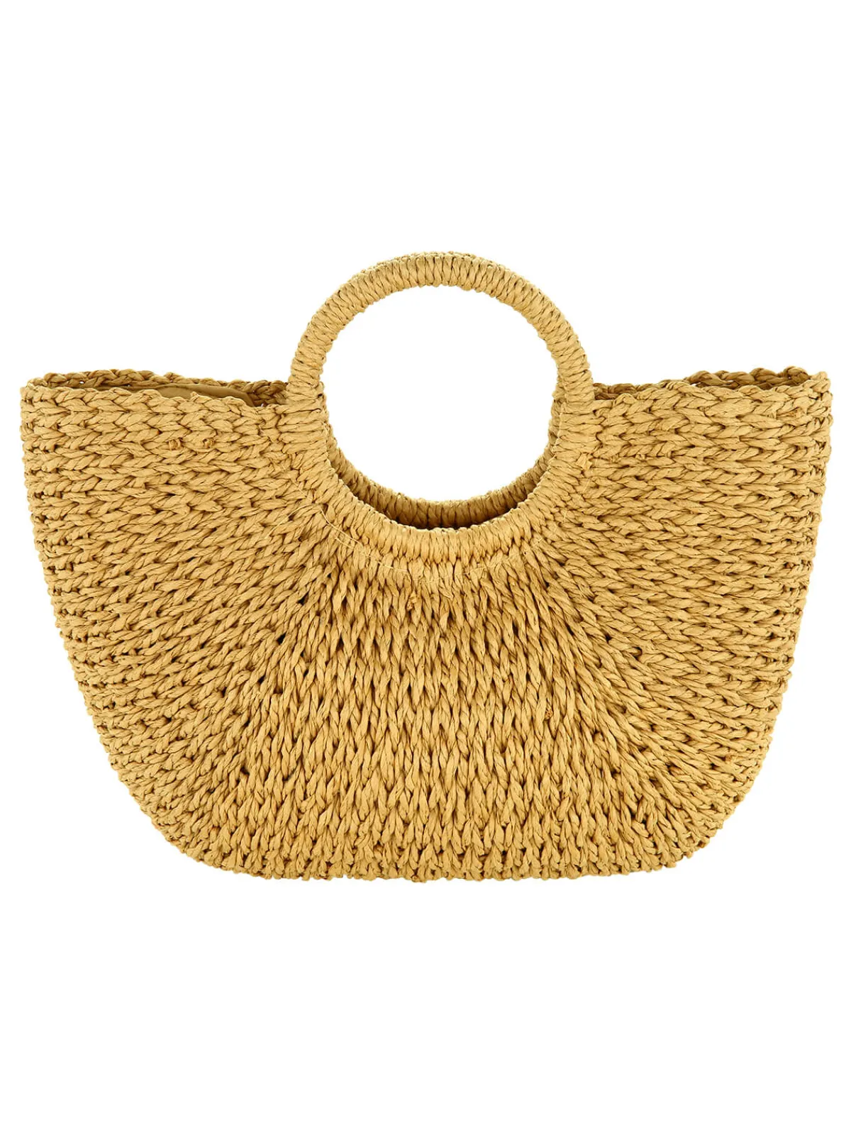 New Retro Stage Half-Moon Hand Woven Straw Handbag