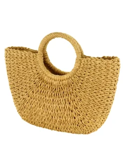 New Retro Stage Half-Moon Hand Woven Straw Handbag