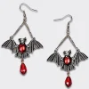 Fashion Retro Stage Halloween Bat Ruby Dangle Earrings