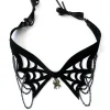 Clearance Retro Stage Halloween Black Spider Web Gothic Necklace