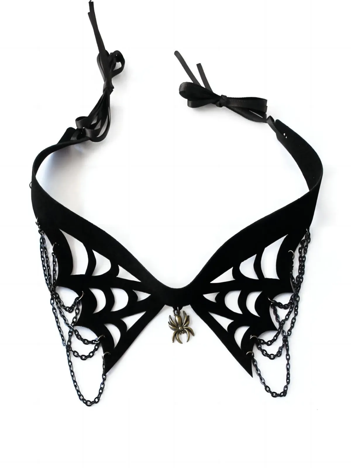 Clearance Retro Stage Halloween Black Spider Web Gothic Necklace