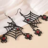 Sale Retro Stage Halloween Black Spider Web Earrings