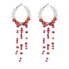 Online Retro Stage Halloween Blood Drop Pearl Tassel Earrings