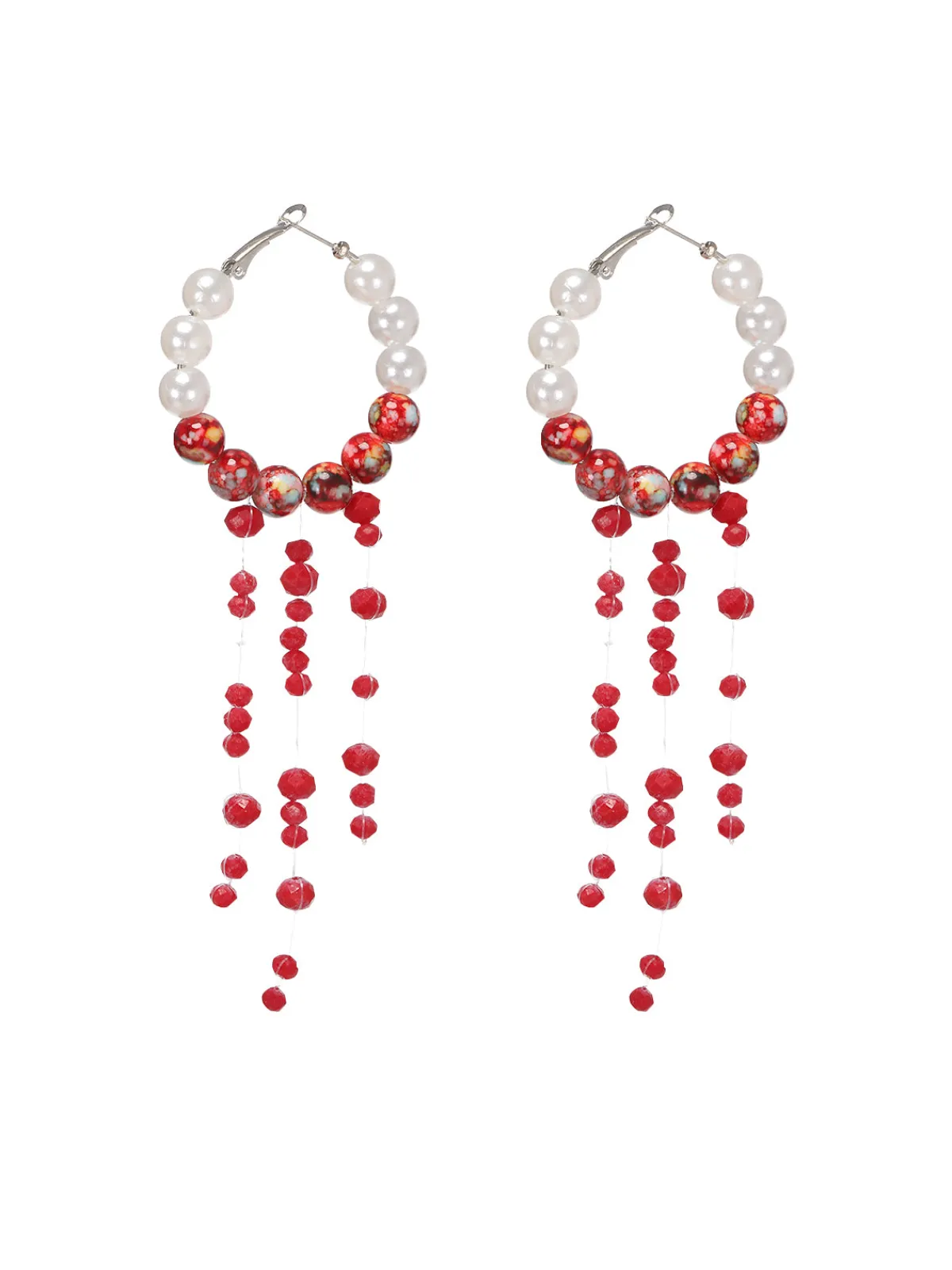 Online Retro Stage Halloween Blood Drop Pearl Tassel Earrings