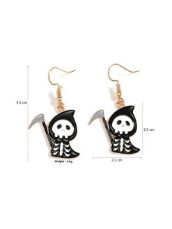 Outlet Retro Stage Halloween Cartoon Black Grim Reaper Earrings