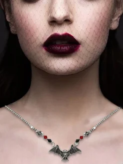 Best Retro Stage Halloween Gothic Bat Crystal Bead Necklace