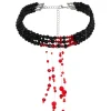 Outlet Retro Stage Halloween Gothic Crystal Blood Drop Necklace