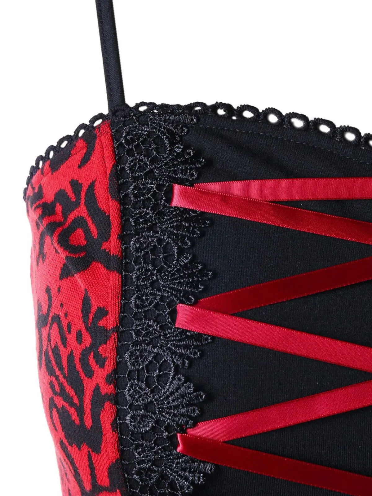 Outlet Retro Stage Halloween Gothic Lace Steampunk Dress Red