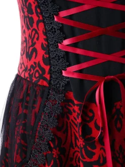 Outlet Retro Stage Halloween Gothic Lace Steampunk Dress Red