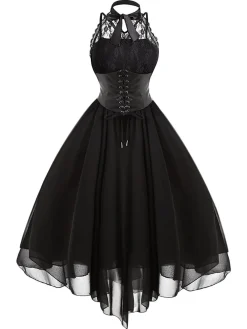 Hot Retro Stage Halloween Gothic Steampunk Lace Dress