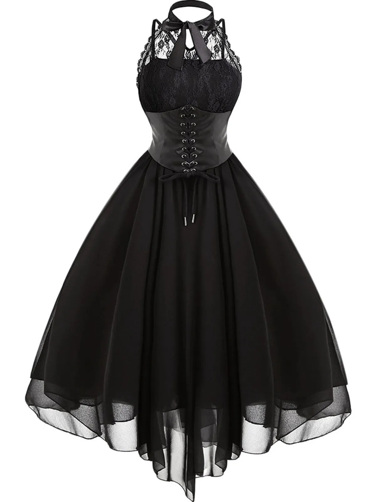 Hot Retro Stage Halloween Gothic Steampunk Lace Dress