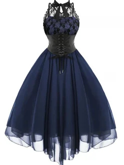 Hot Retro Stage Halloween Gothic Steampunk Lace Dress