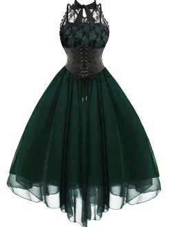 Best Retro Stage Halloween Gothic Steampunk Lace Dress