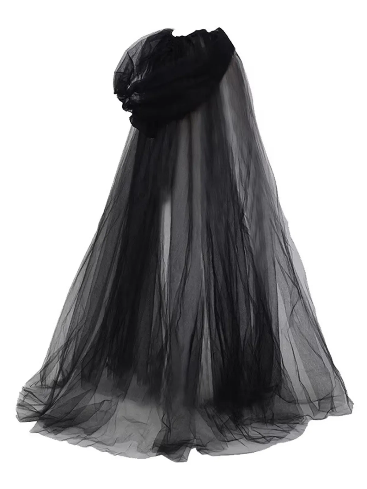Sale Retro Stage Halloween Retro Gothic Tulle Hooded Cape Cloak