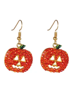 Online Retro Stage Halloween Rhinestones Grimace Pumpkin Earrings