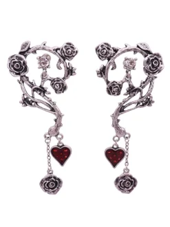 Online Retro Stage Halloween Rose & Heart Drop Earrings