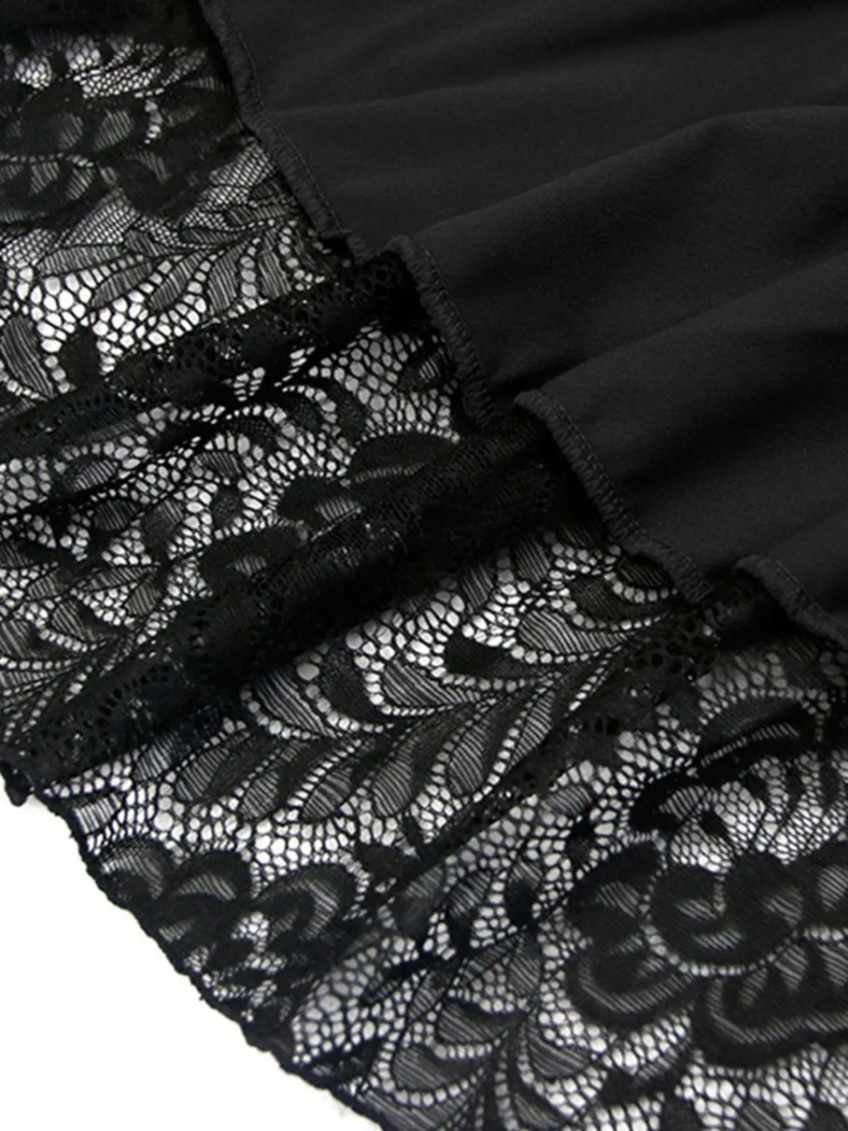 Fashion Retro Stage Halloween Solid Lace Gothic Ruffle Skirt Wine Red